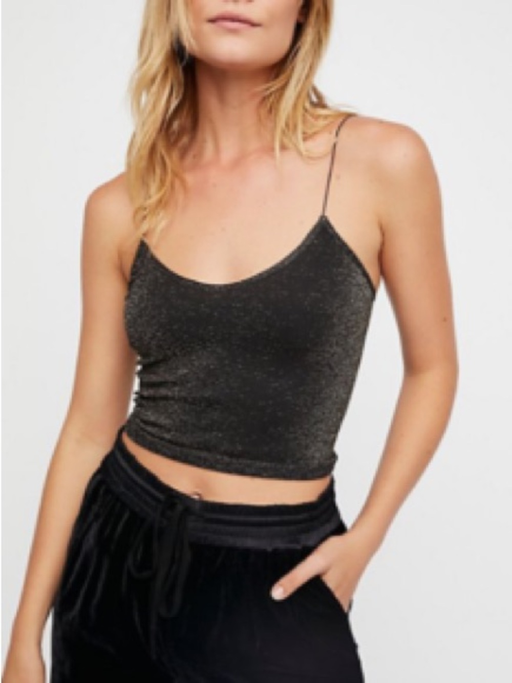 Free People Sparkle Cami Tank Top - Black